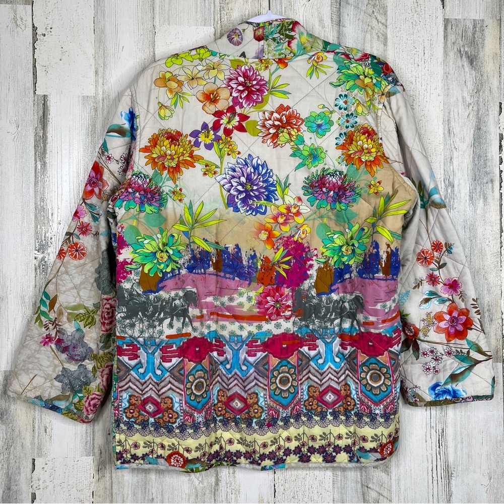 Johnny Was Reversible Dreamer‎ Quilted Jacket M Medium Blooming Floral Patchwork - Picture 6 of 17